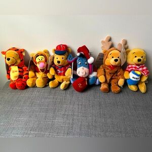 Disney Store Winnie The Pooh Mini Bean Bag 8" Vintage NWT- 6 Total